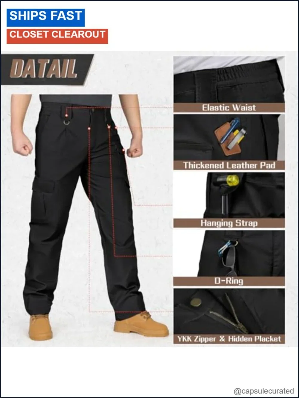 Men's Ripstop Tactical Cargo Pants Stretch Work Hiking Trousers